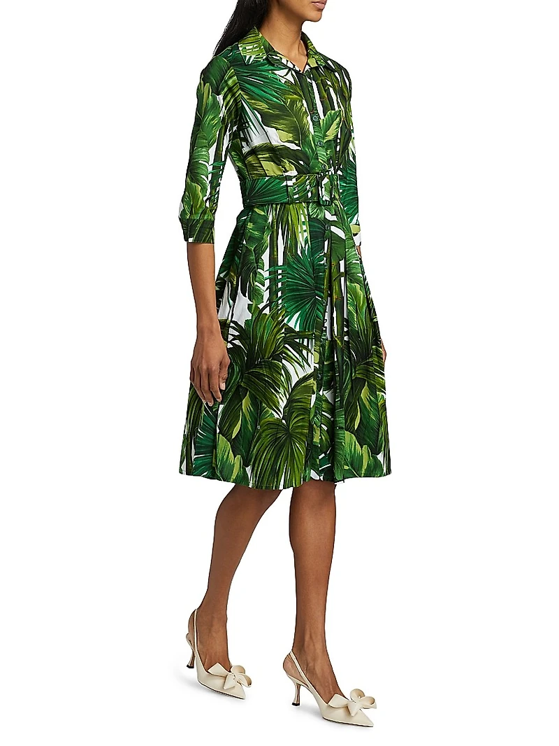 Audrey Honolulu Palm Cotton Shirtdress