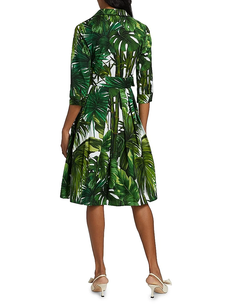 Audrey Honolulu Palm Cotton Shirtdress