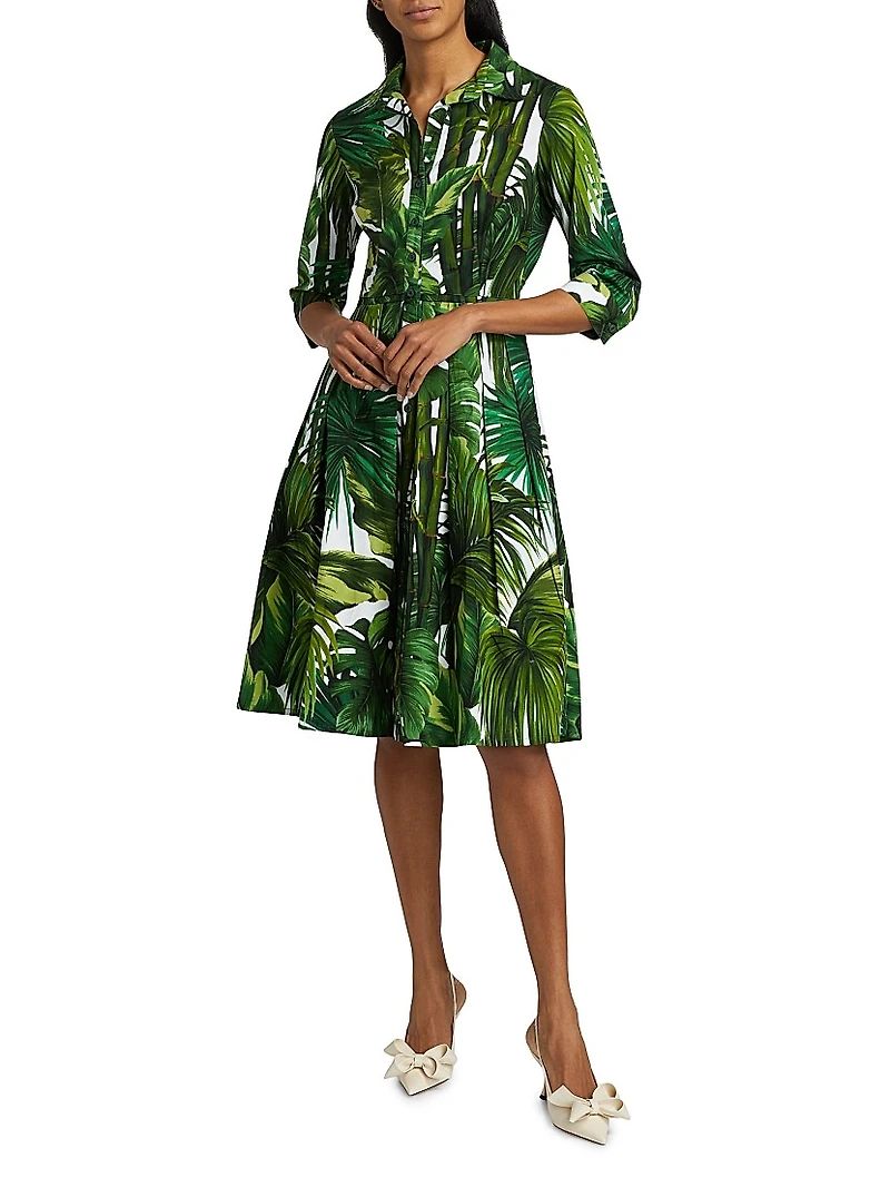 Audrey Honolulu Palm Cotton Shirtdress