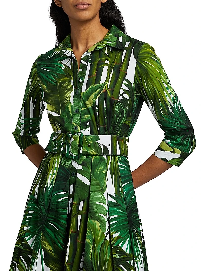Audrey Honolulu Palm Cotton Shirtdress
