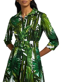Audrey Honolulu Palm Cotton Shirtdress