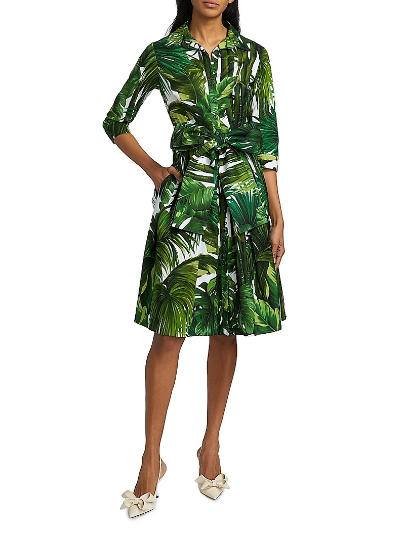 Audrey Honolulu Palm Cotton Shirtdress