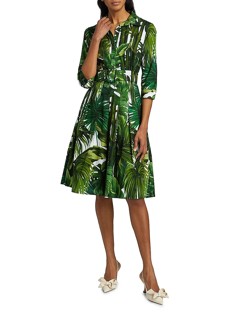 Audrey Honolulu Palm Cotton Shirtdress
