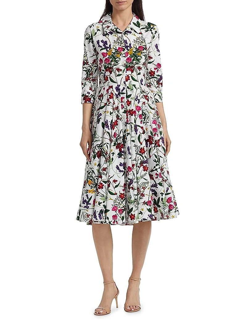 Laurent Printed Cotton Voile Shirtdress