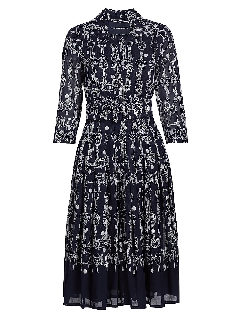 Audrey Horse Chain Cotton Shirtdress