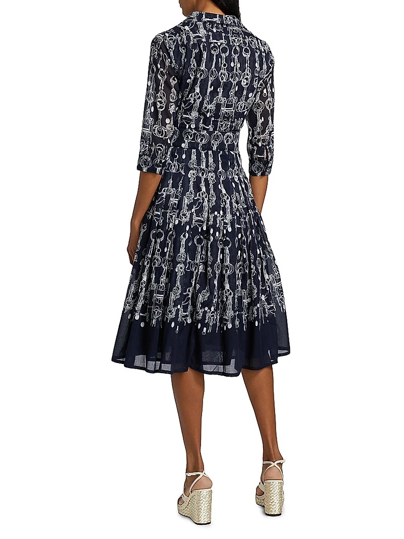 Audrey Horse Chain Cotton Shirtdress