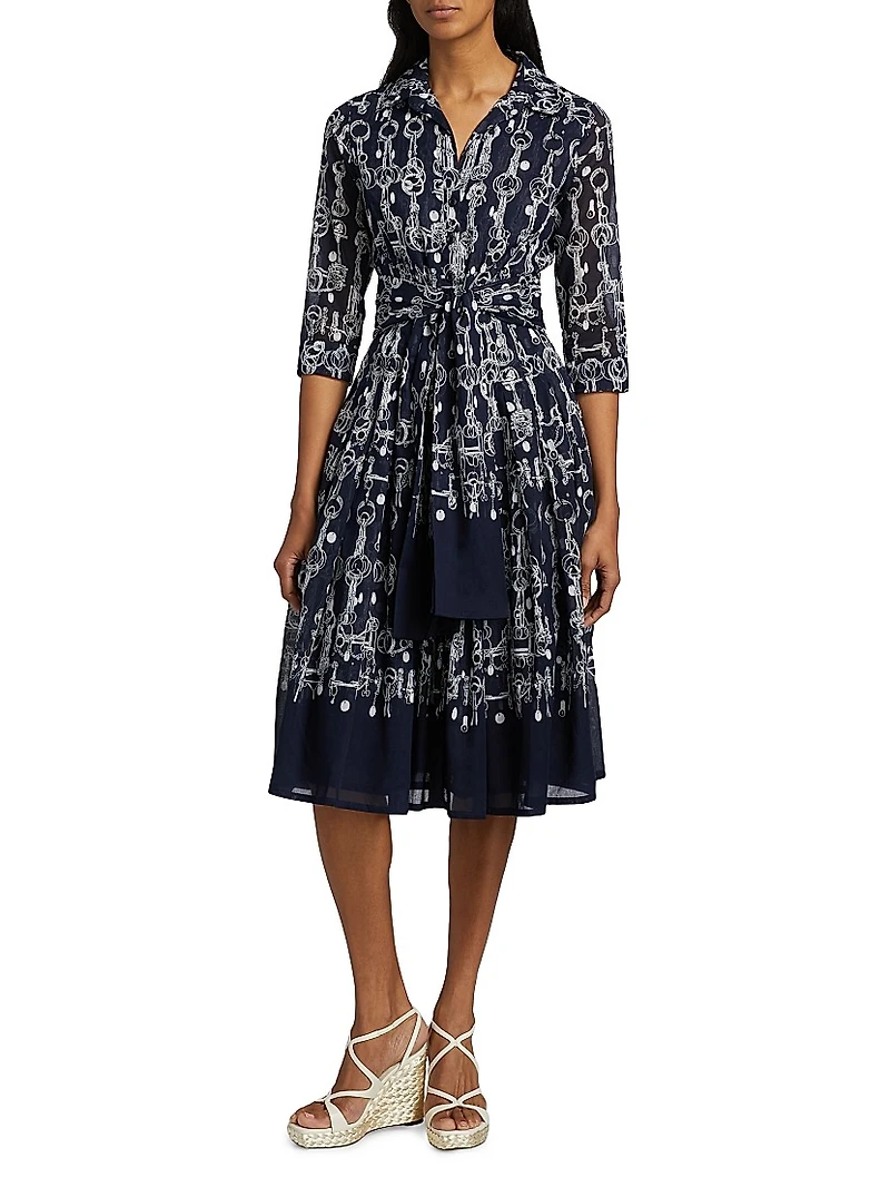 Audrey Horse Chain Cotton Shirtdress