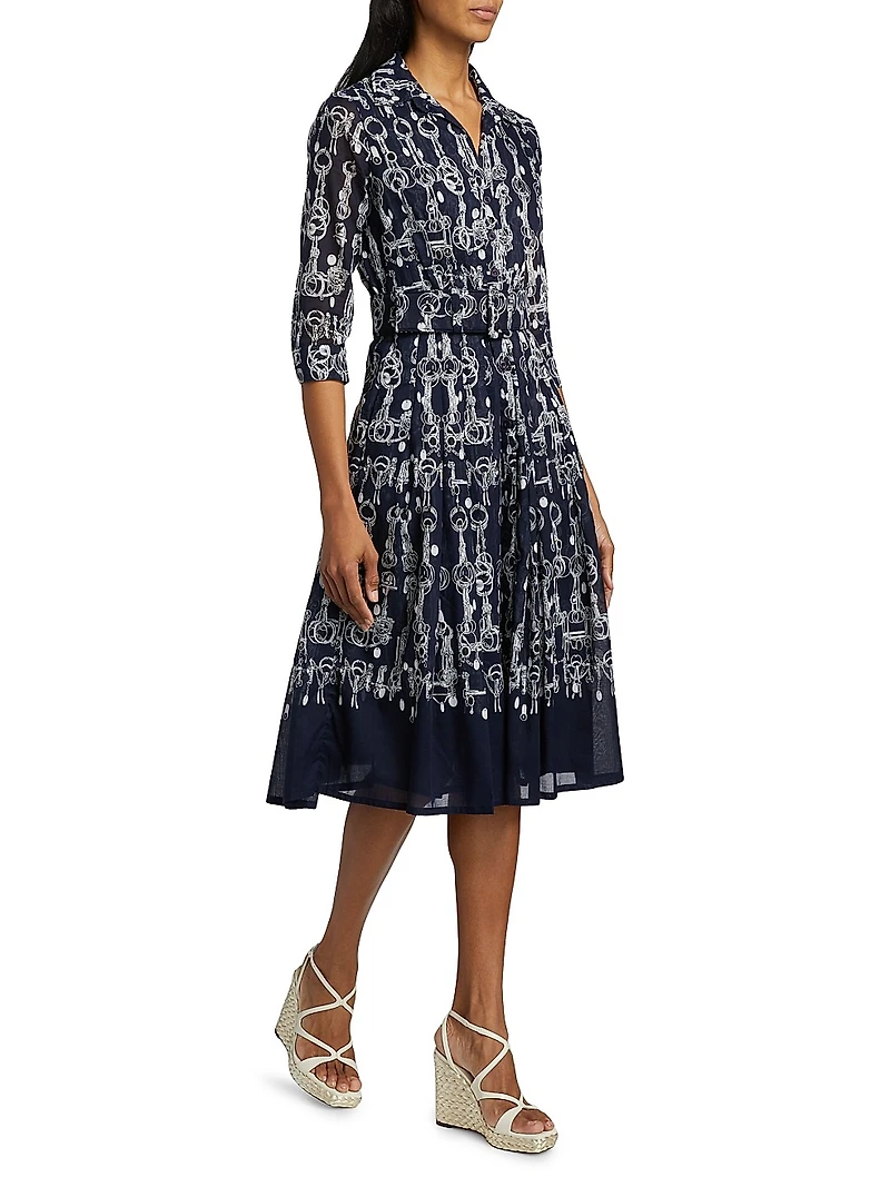 Audrey Horse Chain Cotton Shirtdress