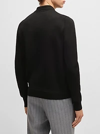 Wool Polo Sweater with Knitted Stripes