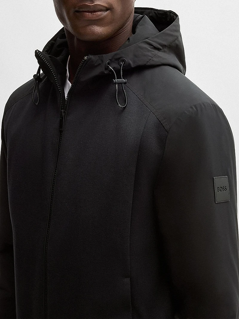 Hooded Regular-Fit Jacket Mixed Materials