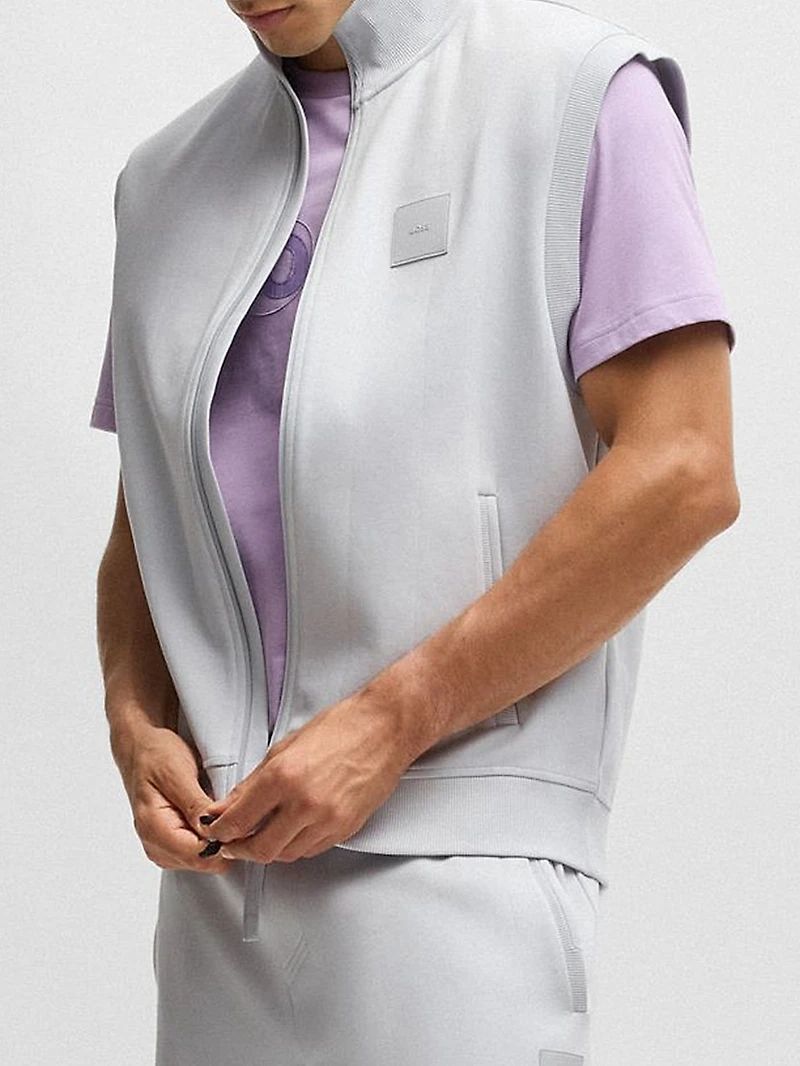 Sleeveless Zip-Up Sweatshirt Cotton