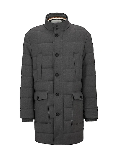 Regular Fit Padded Coat a Stretch Wool Blend