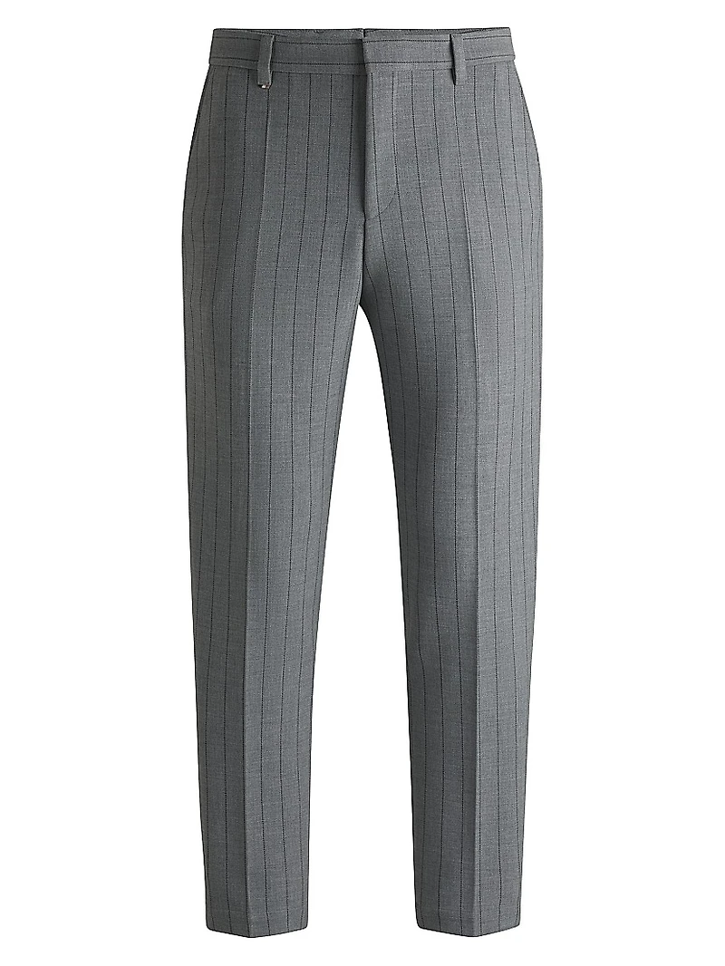 Slim-Fit Trousers Pinstripe Stretch Fabric