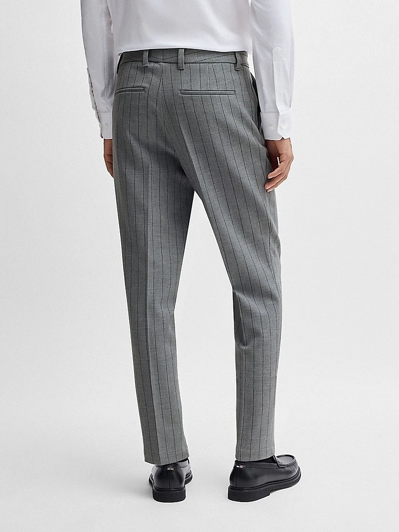 Slim-Fit Trousers Pinstripe Stretch Fabric