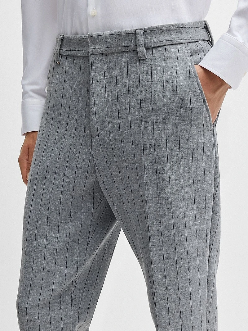 Slim-Fit Trousers Pinstripe Stretch Fabric