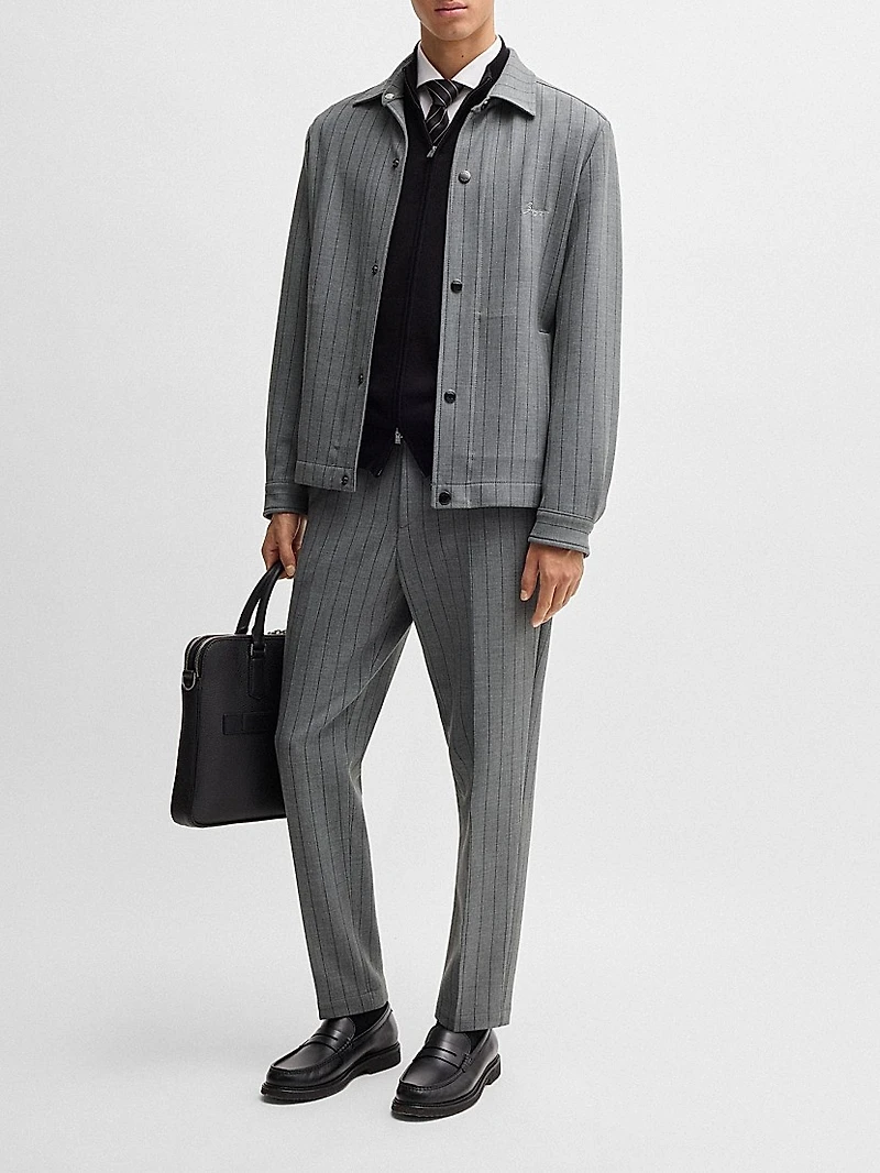 Slim-Fit Trousers Pinstripe Stretch Fabric