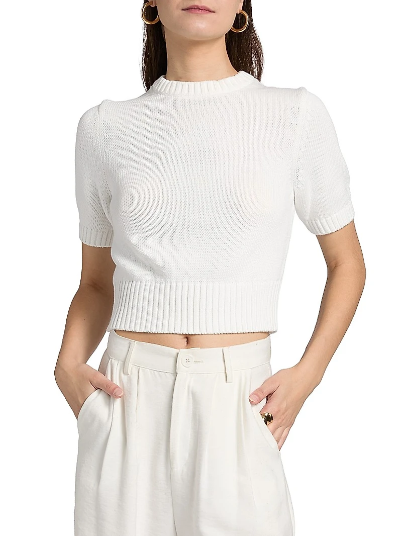 Elsie Short-Sleeve Cotton Sweater