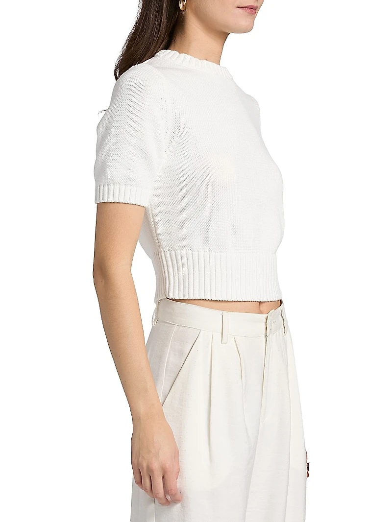 Elsie Short-Sleeve Cotton Sweater