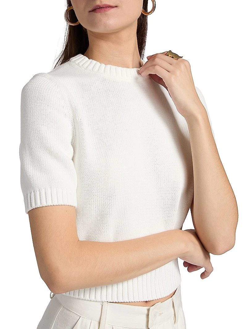 Elsie Short-Sleeve Cotton Sweater