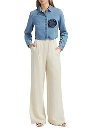 Jilly Flower Cropped Blouse