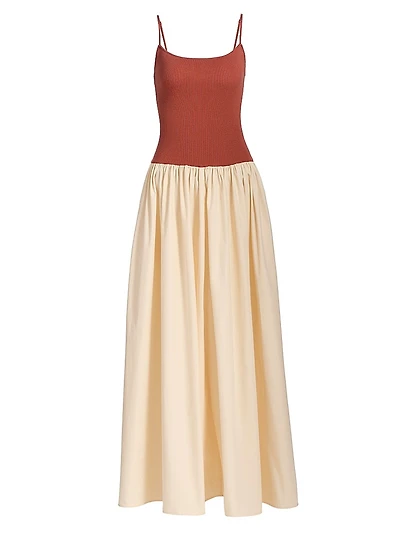 Orielle Colorblocked Drop-Waist Maxi Dress