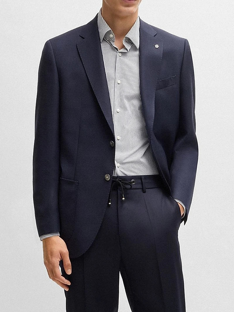 Regular-Fit Suit Jacket Micro-Patterned Virgin Wool
