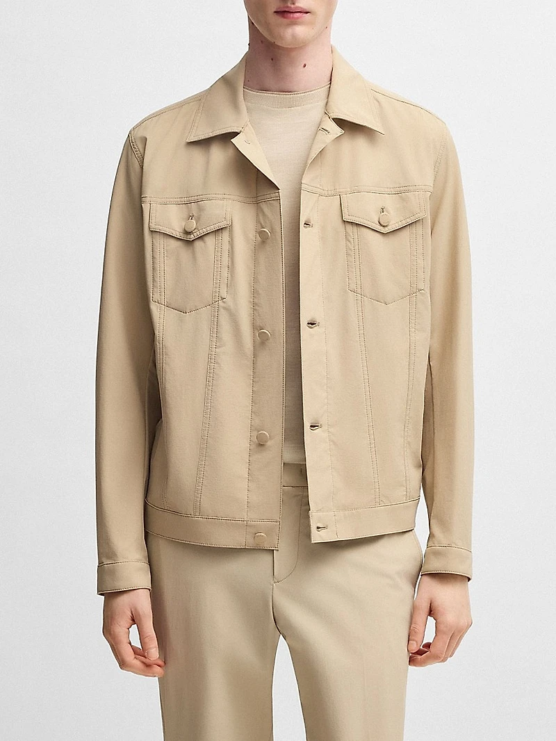 Relaxed-Fit Overshirt Washable Stretch Fabric