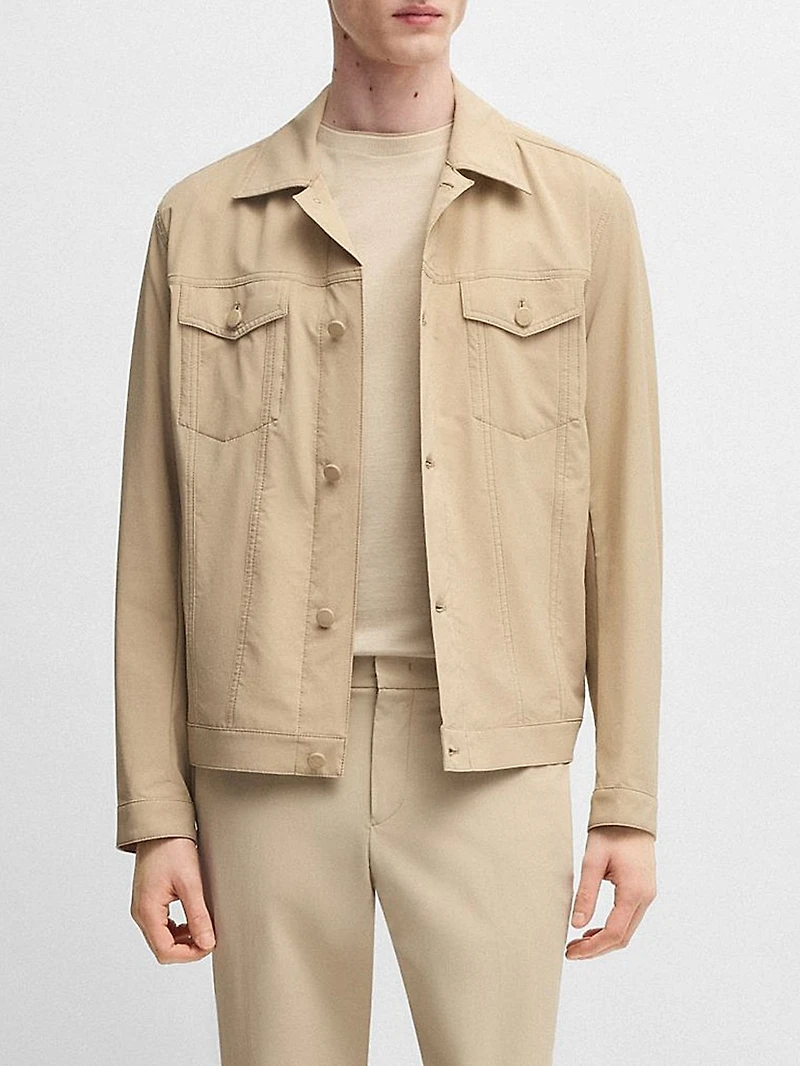 Relaxed-Fit Overshirt Washable Stretch Fabric