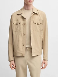 Relaxed-Fit Overshirt Washable Stretch Fabric