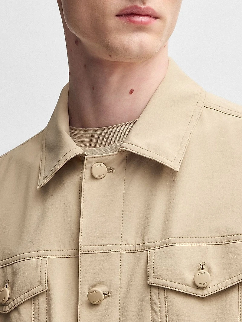 Relaxed-Fit Overshirt Washable Stretch Fabric
