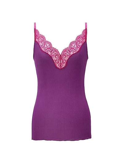 Lace Tank Top Ribbed Silk Jersey