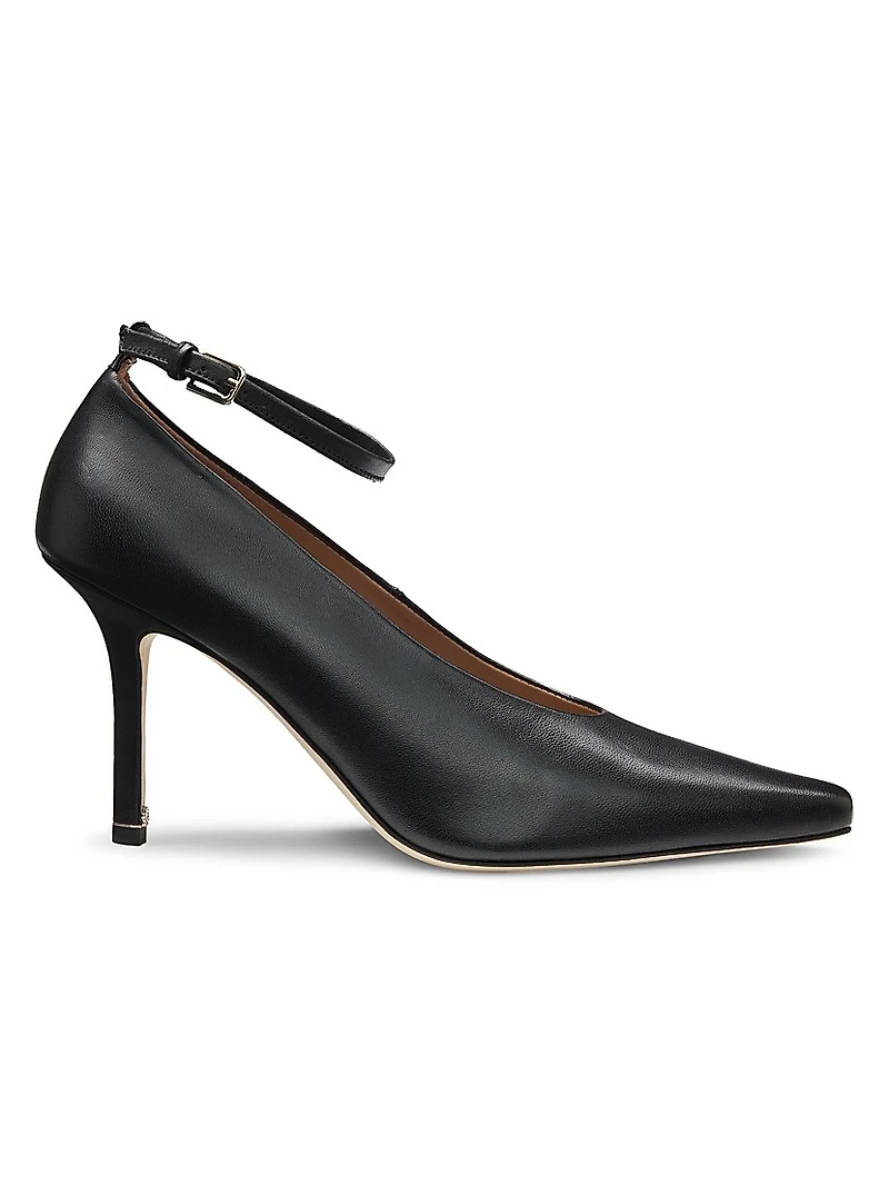 Nappa-Leather Pumps with Ankle Strap