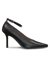 Nappa-Leather Pumps with Ankle Strap
