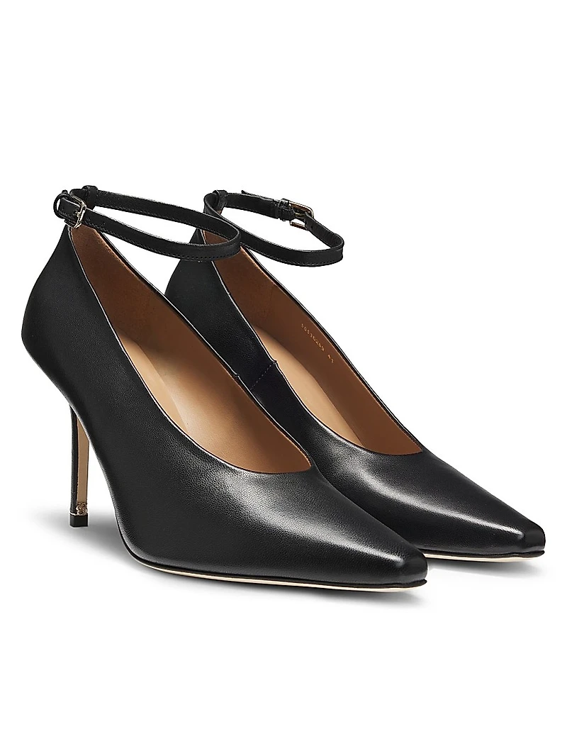 Nappa-Leather Pumps with Ankle Strap