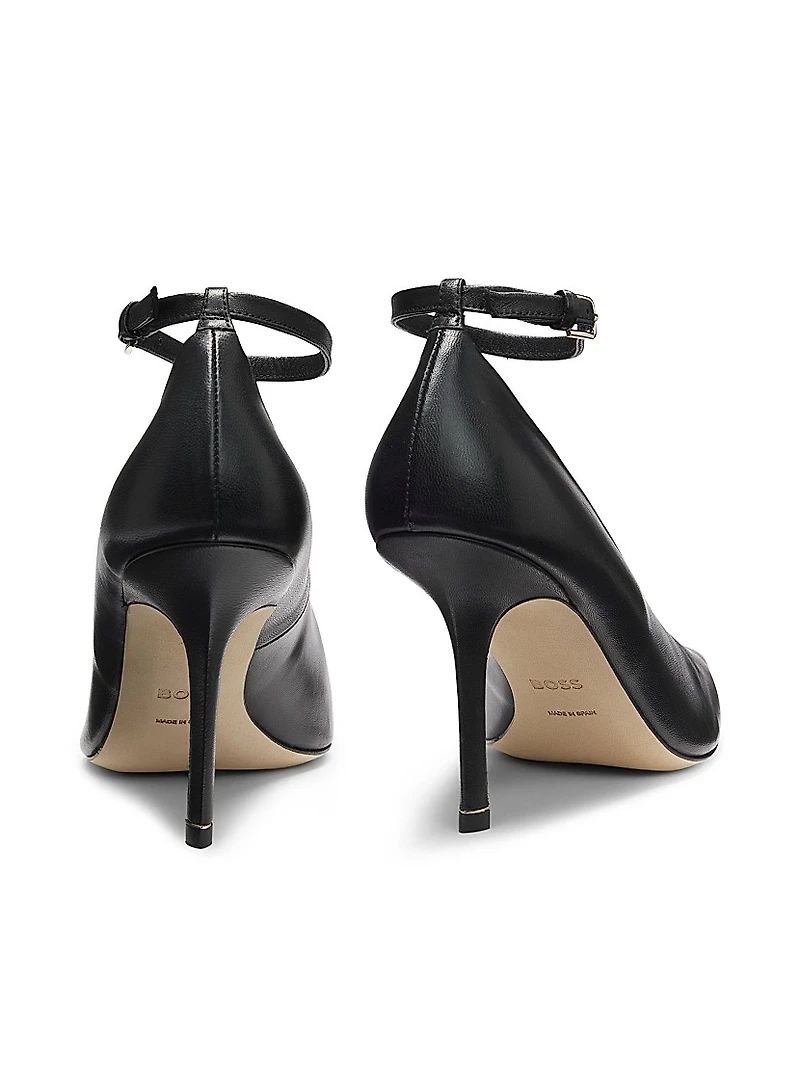 Nappa-Leather Pumps with Ankle Strap
