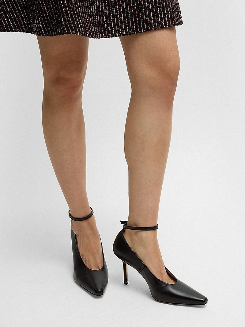 Nappa-Leather Pumps with Ankle Strap