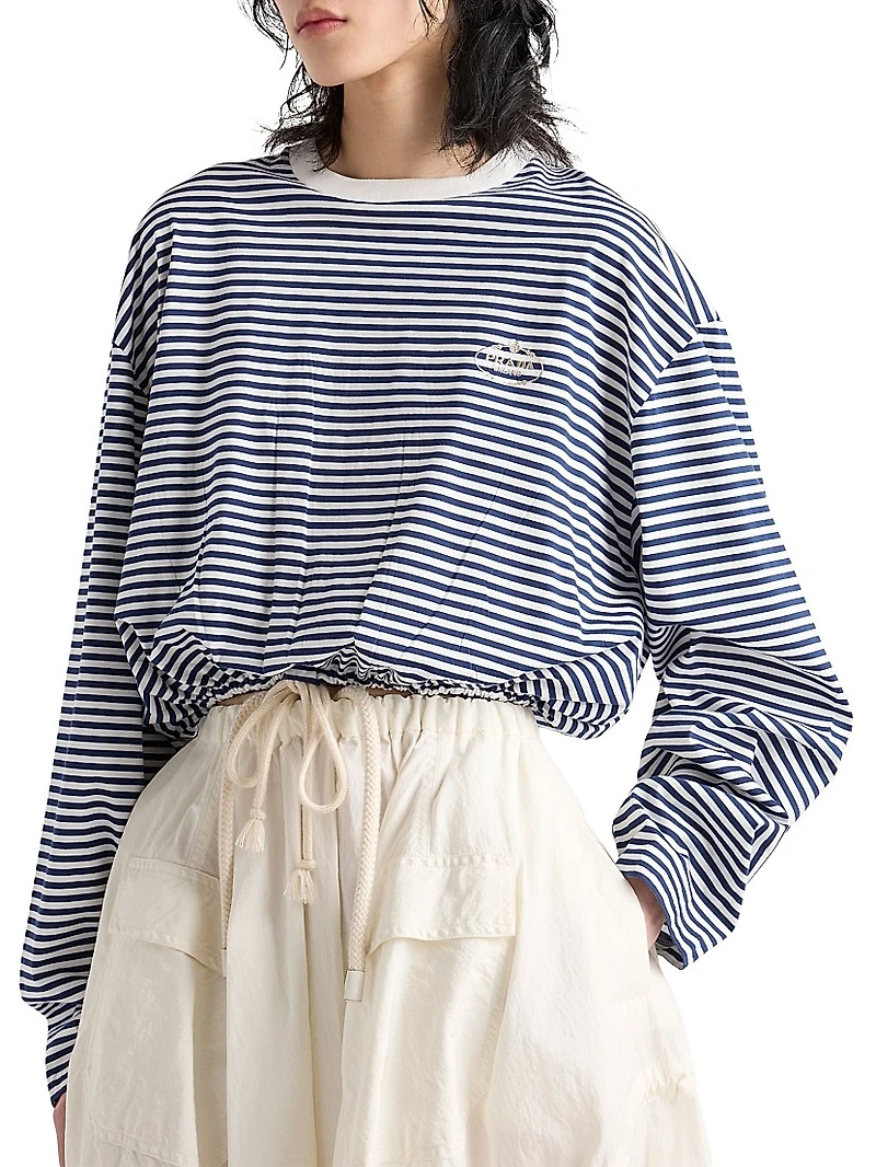 Long-Sleeved Striped Jersey T-Shirt