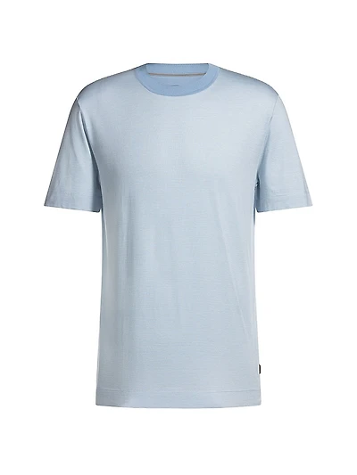 Cotton-Silk T-Shirt with Fineline Stripes