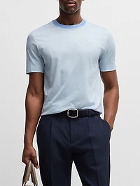 Cotton-Silk T-Shirt with Fineline Stripes