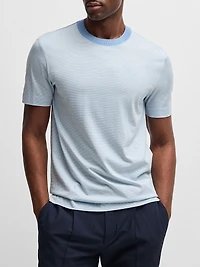 Cotton-Silk T-Shirt with Fineline Stripes