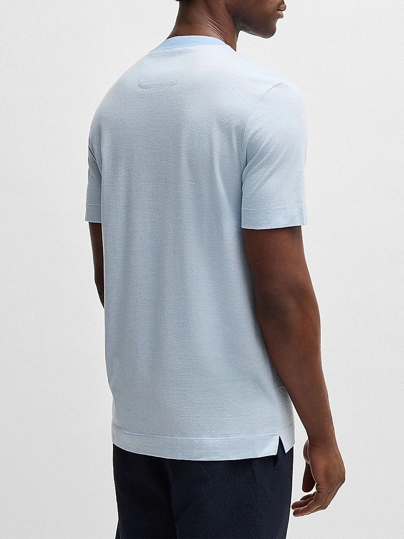 Cotton-Silk T-Shirt with Fineline Stripes