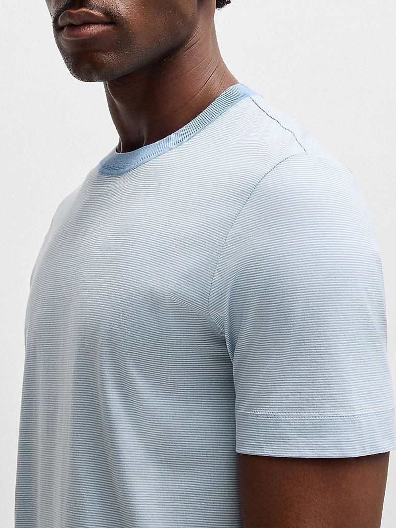 Cotton-Silk T-Shirt with Fineline Stripes