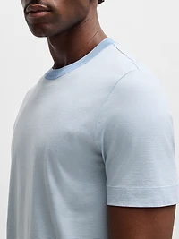 Cotton-Silk T-Shirt with Fineline Stripes