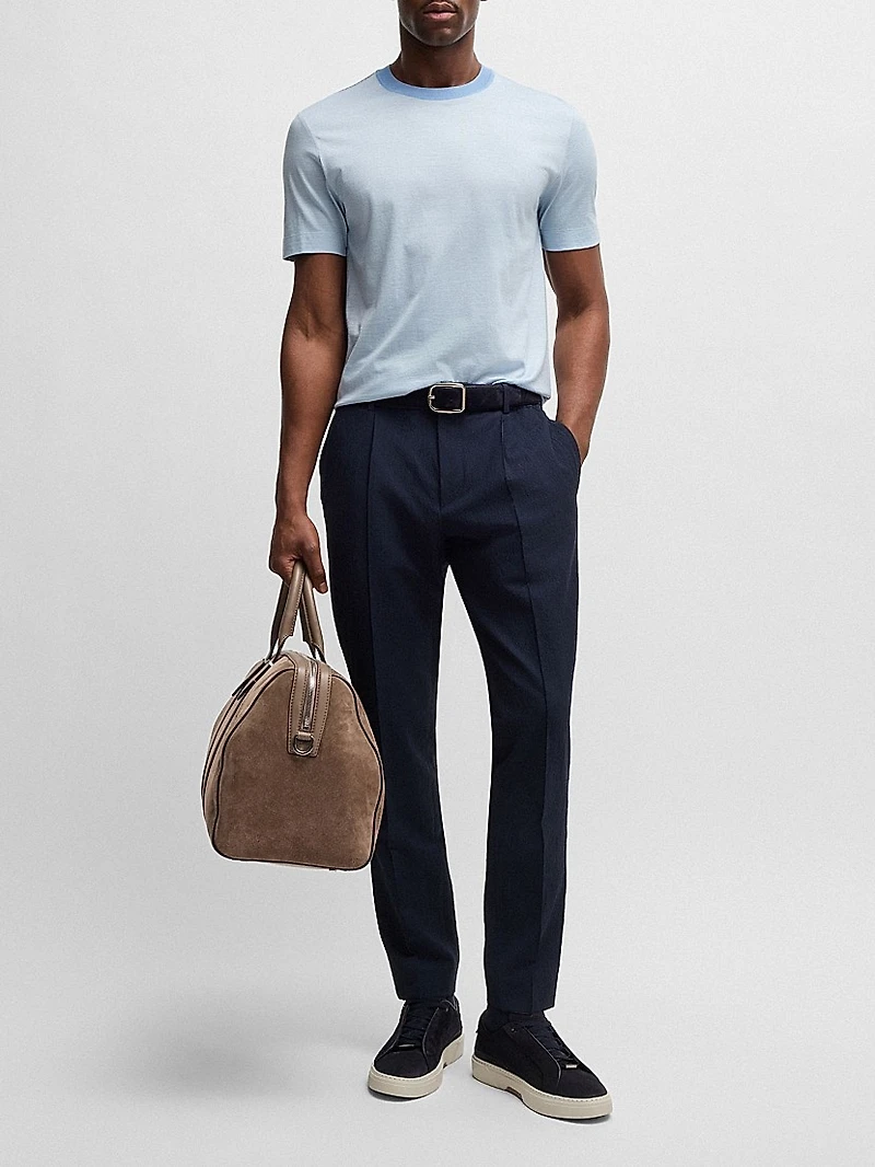 Cotton-Silk T-Shirt with Fineline Stripes