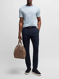 Cotton-Silk T-Shirt with Fineline Stripes