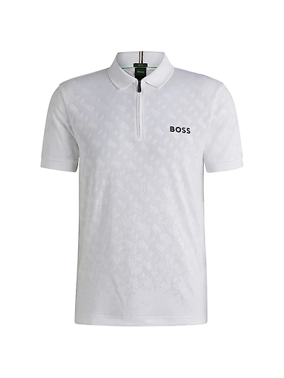 Active Quick-Dry Polo Shirt with Gradient Monogram Jacquard