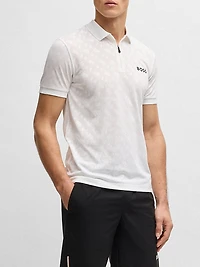 Active Quick-Dry Polo Shirt with Gradient Monogram Jacquard