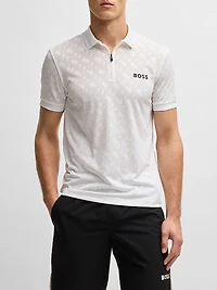 Active Quick-Dry Polo Shirt with Gradient Monogram Jacquard