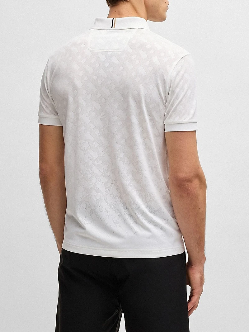 Active Quick-Dry Polo Shirt with Gradient Monogram Jacquard