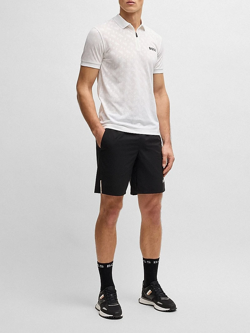 Active Quick-Dry Polo Shirt with Gradient Monogram Jacquard